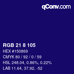 Color code: RGB 21 8 105 | qconv.com