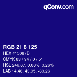 Color code: RGB 21 8 125 | qconv.com