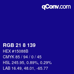 Color code: RGB 21 8 139 | qconv.com