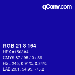 Color code: RGB 21 8 164 | qconv.com