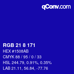 Color code: RGB 21 8 171 | qconv.com