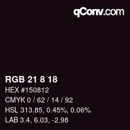 Color code: RGB 21 8 18 | qconv.com