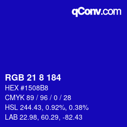 Color code: RGB 21 8 184 | qconv.com