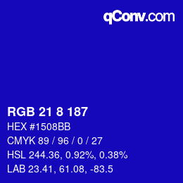 Color code: RGB 21 8 187 | qconv.com