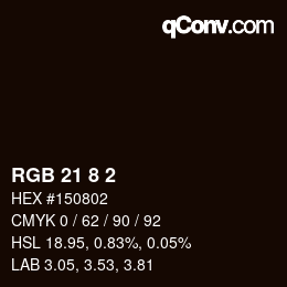 カラーコード: RGB 21 8 2 | qconv.com