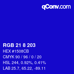 Color code: RGB 21 8 203 | qconv.com