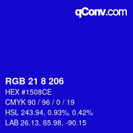 Color code: RGB 21 8 206 | qconv.com