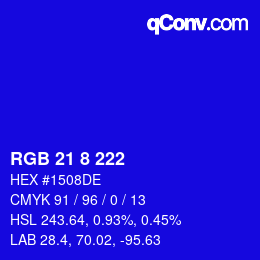 Color code: RGB 21 8 222 | qconv.com