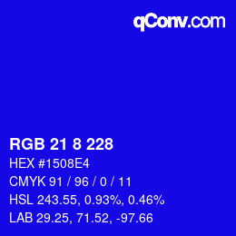 Color code: RGB 21 8 228 | qconv.com