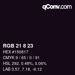 Color code: RGB 21 8 23 | qconv.com