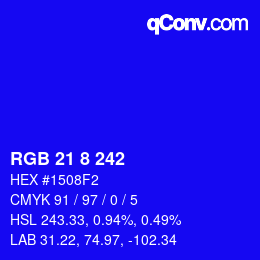 Color code: RGB 21 8 242 | qconv.com
