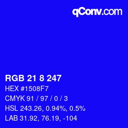 カラーコード: RGB 21 8 247 | qconv.com