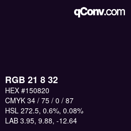 カラーコード: RGB 21 8 32 | qconv.com