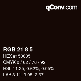 Color code: RGB 21 8 5 | qconv.com