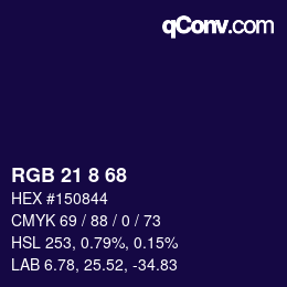 カラーコード: RGB 21 8 68 | qconv.com
