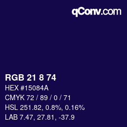 Color code: RGB 21 8 74 | qconv.com