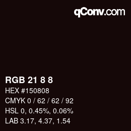 Code couleur: RGB 21 8 8 | qconv.com