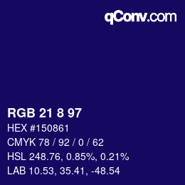 Color code: RGB 21 8 97 | qconv.com