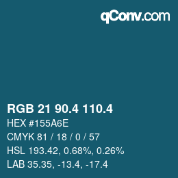 カラーコード: RGB 21 90.4 110.4 | qconv.com