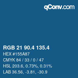 カラーコード: RGB 21 90.4 135.4 | qconv.com