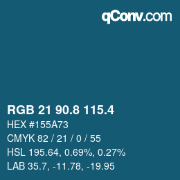 カラーコード: RGB 21 90.8 115.4 | qconv.com