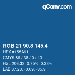 カラーコード: RGB 21 90.8 145.4 | qconv.com