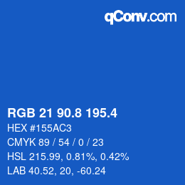 カラーコード: RGB 21 90.8 195.4 | qconv.com