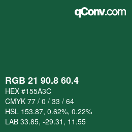 カラーコード: RGB 21 90.8 60.4 | qconv.com