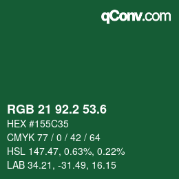 カラーコード: RGB 21 92.2 53.6 | qconv.com