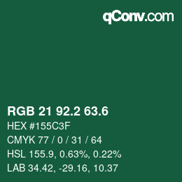 カラーコード: RGB 21 92.2 63.6 | qconv.com