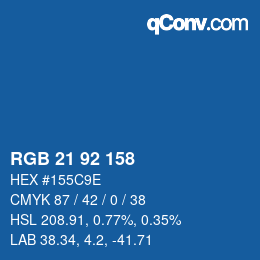 颜色代码: RGB 21 92 158 | qconv.com