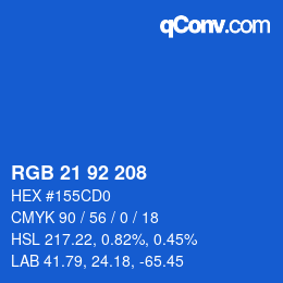 カラーコード: RGB 21 92 208 | qconv.com