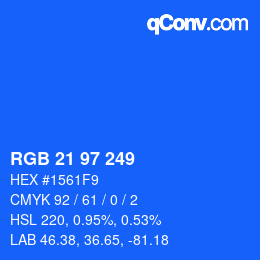 Color code: RGB 21 97 249 | qconv.com
