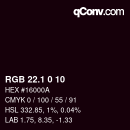 カラーコード: RGB 22.1 0 10 | qconv.com