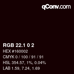 カラーコード: RGB 22.1 0 2 | qconv.com