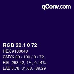 カラーコード: RGB 22.1 0 72 | qconv.com