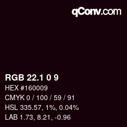 カラーコード: RGB 22.1 0 9 | qconv.com