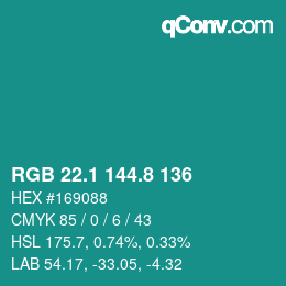 Color code: RGB 22.1 144.8 136 | qconv.com
