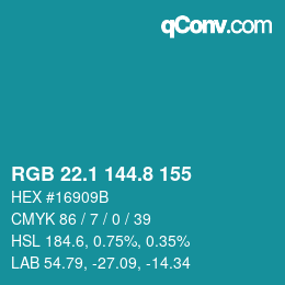 Color code: RGB 22.1 144.8 155 | qconv.com