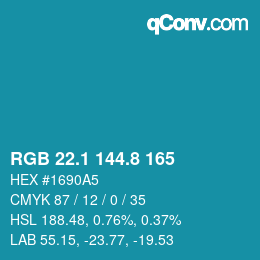 Color code: RGB 22.1 144.8 165 | qconv.com