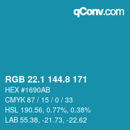 Color code: RGB 22.1 144.8 171 | qconv.com