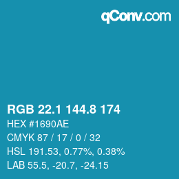 Color code: RGB 22.1 144.8 174 | qconv.com