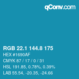Color code: RGB 22.1 144.8 175 | qconv.com