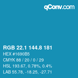カラーコード: RGB 22.1 144.8 181 | qconv.com