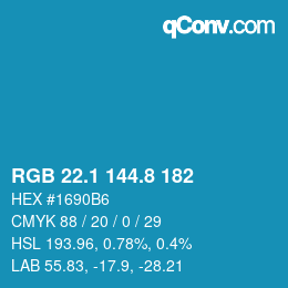 カラーコード: RGB 22.1 144.8 182 | qconv.com