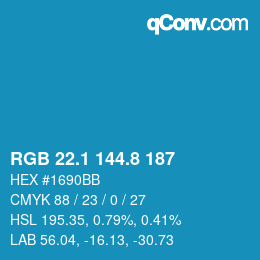 カラーコード: RGB 22.1 144.8 187 | qconv.com