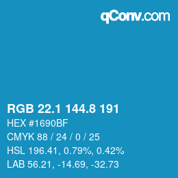 カラーコード: RGB 22.1 144.8 191 | qconv.com