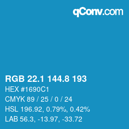 Color code: RGB 22.1 144.8 193 | qconv.com