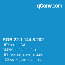 Color code: RGB 22.1 144.8 202 | qconv.com