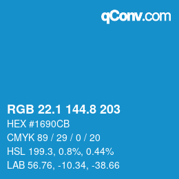 Color code: RGB 22.1 144.8 203 | qconv.com
